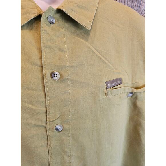 Columbia men's ramie blend size XXL 2XL green short sleeve button up EUC casual - Picture 4 of 7
